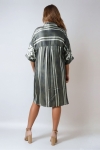 Satin dress with stripes and flowers
