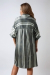 Satin dress with stripes and flowers