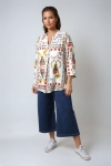 Blouse in printed viscose with flame print