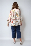 Blouse in printed viscose with flame print