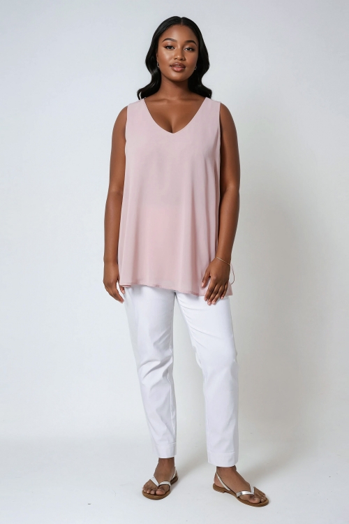 Double tank top in plain voile