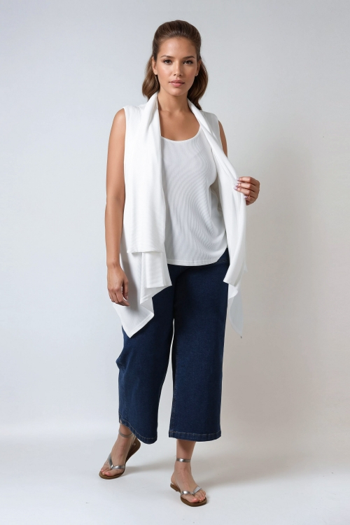 Cascading front ribbed knit vest