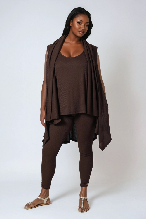 Cascading front ribbed knit vest