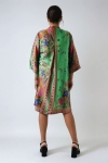 Printed mandarin collar dress with fluid viscose motif