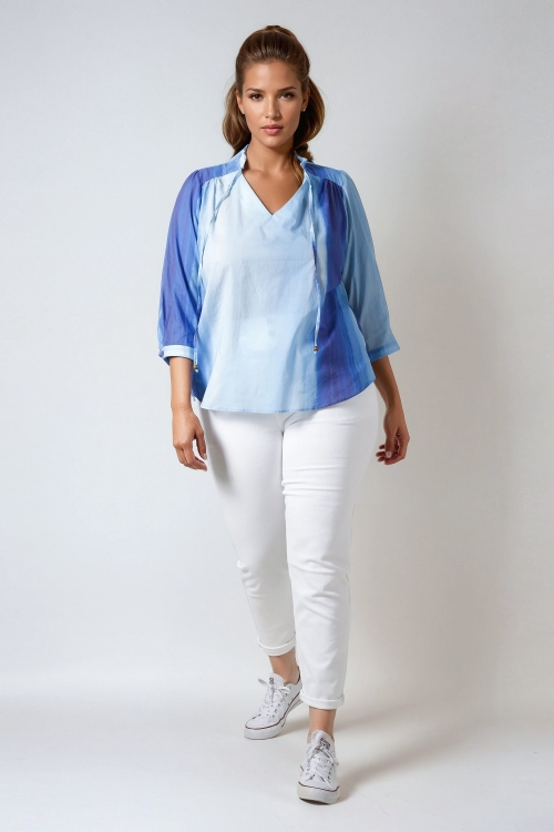 Printed cotton voile blouse