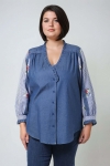 Cotton shirt with printed sleeves
