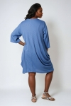 Plain knit tunic with V-neck and crisscross detailing