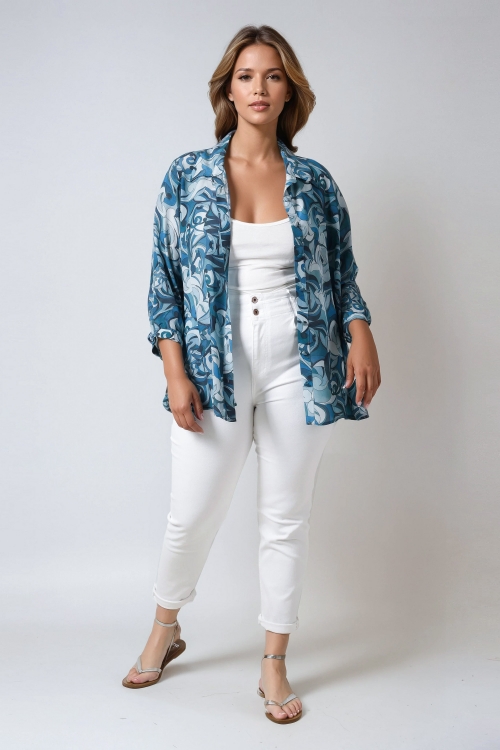 Chemise en crèpe viscose  de forme trapéze 