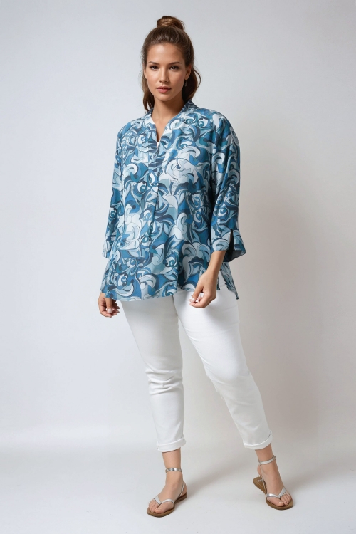 Blouse imprimé avec base en  crèpe viscose ultra  fluide 