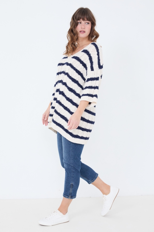 Pull tricoté rayure bayadère bicolor