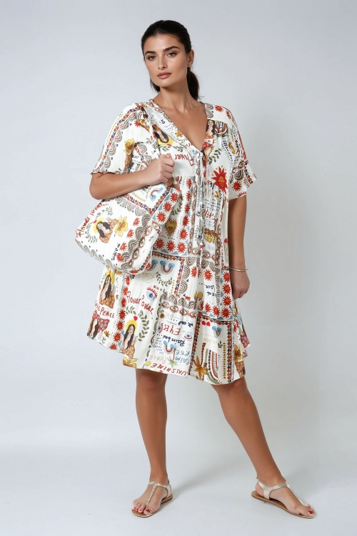 Robe mi-longue en imprimé bohème