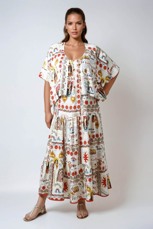 T-shaped printed bolero