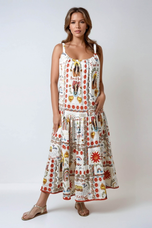 Bohemian style long strappy dress