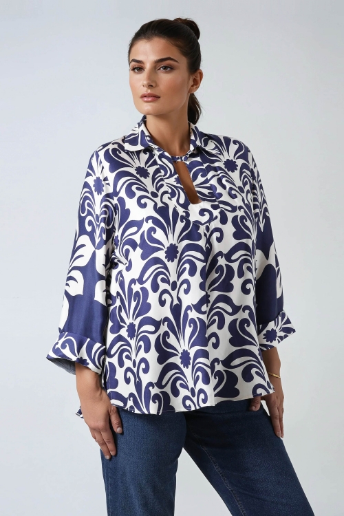Ecovero viscose blouse patch with two patterns