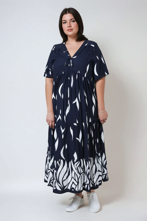 Long dress in printed base