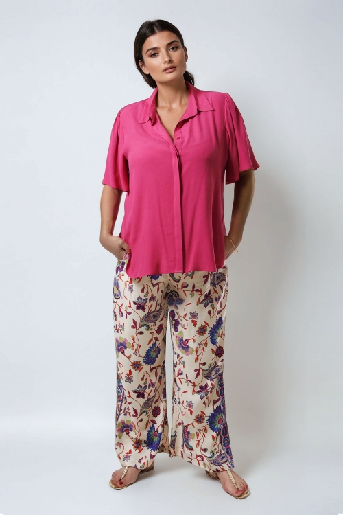 Plain shirt in ultra-fluid quality viscose crepe