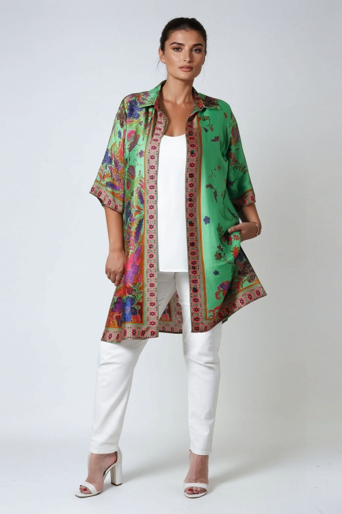 Ultra-fluid viscose graphic pattern printed tunic