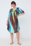 Tie-dye satin effect midi dress