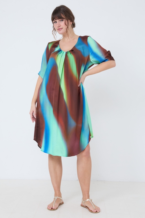 Tie-dye satin effect midi dress