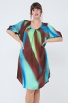 Tie-dye satin effect midi dress