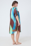 Tie-dye satin effect midi dress
