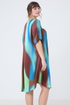 Robe midi effet satine tye and dye
