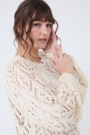 Openwork cotton knit sweater with lace effect