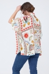 Oversized shirt in slub printed viscose