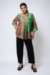 Printed blouse with a satin effect base.