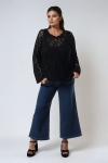 Openwork cotton knit sweater with lace effect