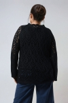 Openwork cotton knit sweater with lace effect