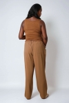 Plain viscose linen pants