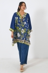 Tunique imprimée motif floral avec une base en viscose satiné ecovero made in france