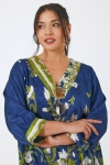 Floral print tunic with a satin viscose base, Ecovero, made in France