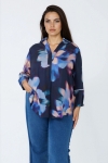 Ecovero printed viscose tunic with contrasting striped collar