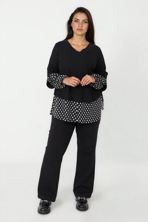 Printed rib and satin t-shirt made from eco-friendly fabric