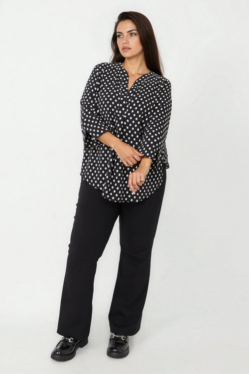 Blouse fluide a pois noir et blanc -Elegance intemporelle Jean marc philippe