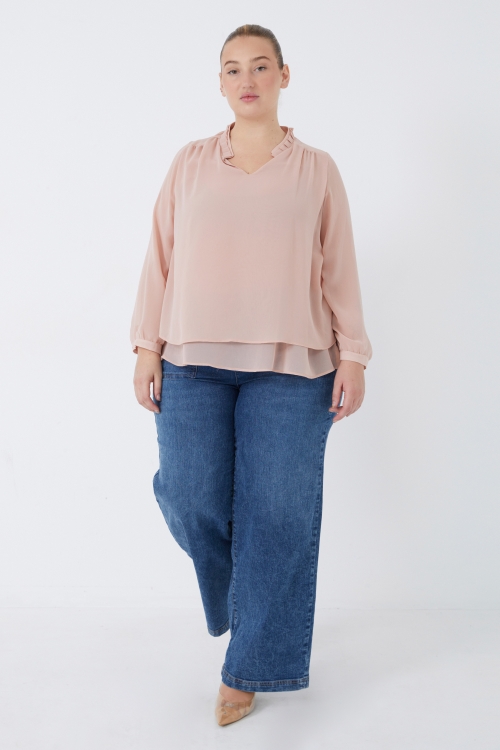 Plain voile blouse in overlay