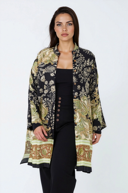 Bohemian tunic ecovero fluid viscose satin