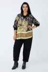 Baroque print blouse in viscose satin and viscose fleece
