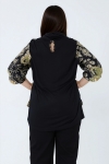 Baroque print blouse in viscose satin and viscose fleece