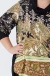Baroque print blouse in viscose satin and viscose fleece
