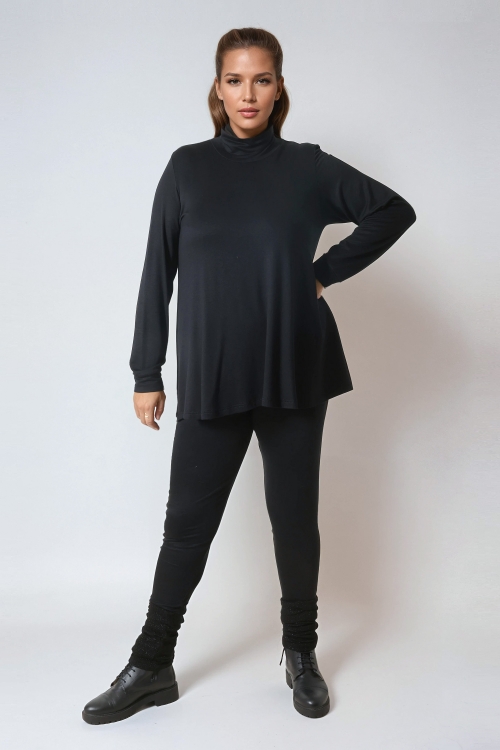 Pull col montant en molleton viscose