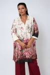 Long printed shirt with Japanese effect, ultra-fluid viscose 