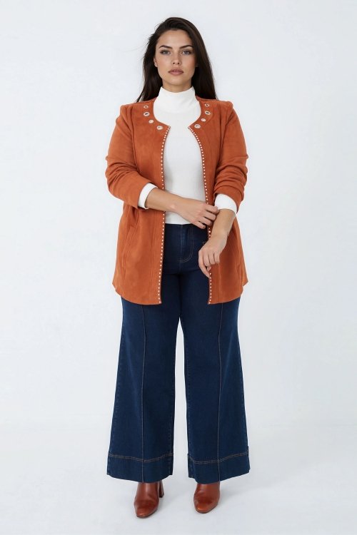 Structured suede jacket with eyelet detail