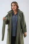 Long suede coat with removable scarf