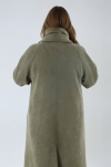 Manteau long en suedine  avec echarpe amovible