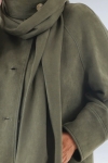 Long suede coat with removable scarf