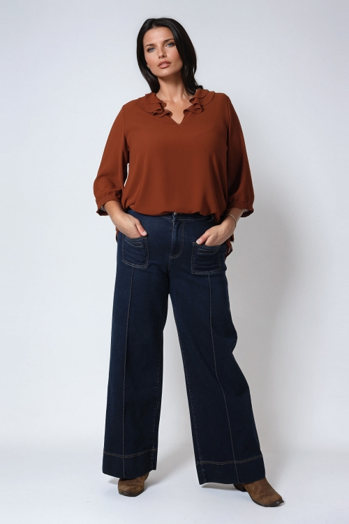 Raw flared jeans with broken crease