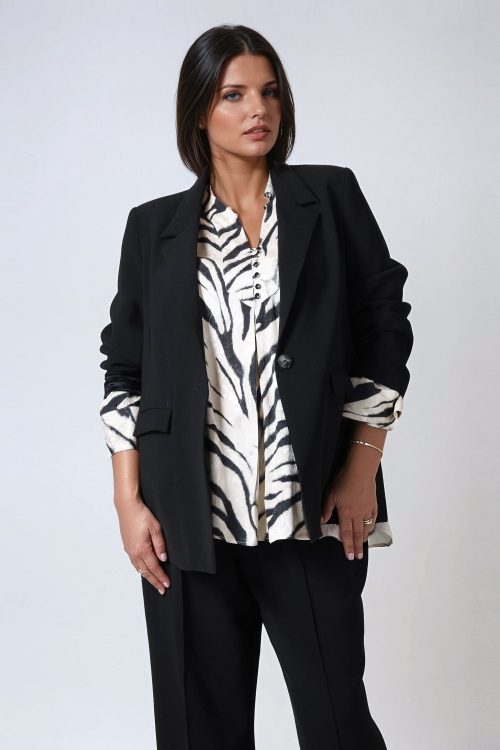 Veste tailleur unie fendue sur les côtés